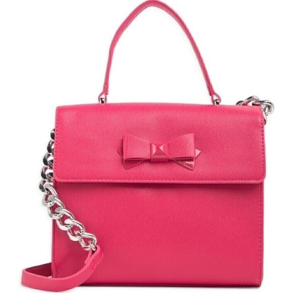 New! Betsey Johnson Devin Faux Leather Top Handle Shoulder Chain Crossbody Bag
